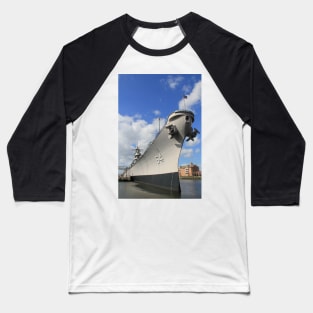 USS Wisconsin, BB64, moored in Norfolk, Virginia Baseball T-Shirt